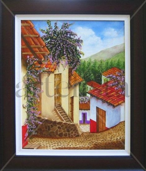 Pueblito Colombiano Óleo Lienzo Paisaje