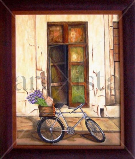 Bicicleta con flores Oil Canvas Still Life Paintings