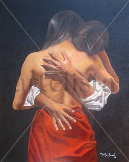 El Abrazo Oil Canvas Figure Painting