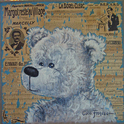 teddy bear  "black mamy" Óleo Lienzo