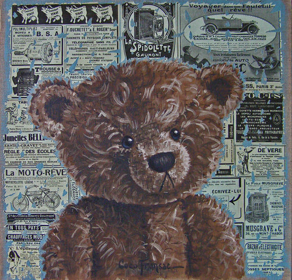 teddy bear"ecrivez-lui" Óleo Lienzo