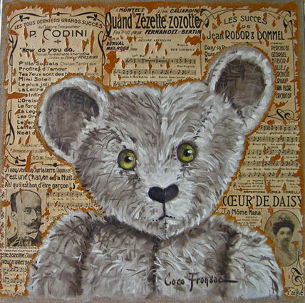 teddy bear"how do you do ?" Oil Canvas