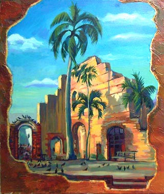 Ruinas y pajaros Oil Canvas Landscaping