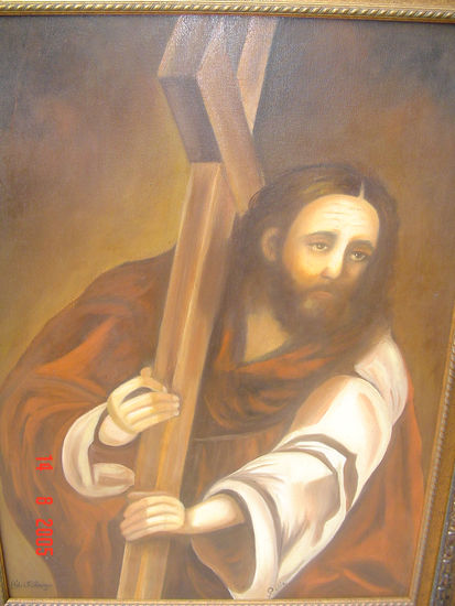 Cristo Com Cruz Oil Canvas