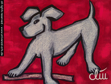 Hund auf rotem Grund (Dog on red Font)