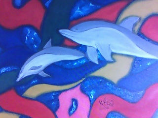 Delfines Oil Canvas Marine Painting