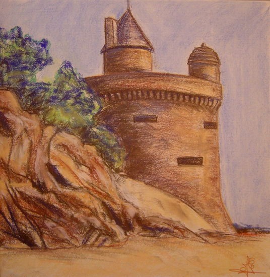 Mont St Michel Pastel Papel