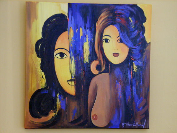 Las dos caras de una mujer Acrylic Canvas Landscaping