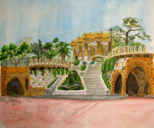 parque Güell Watercolour Card Landscaping