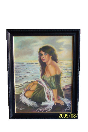 Sentada en la playa Oil Canvas Landscaping