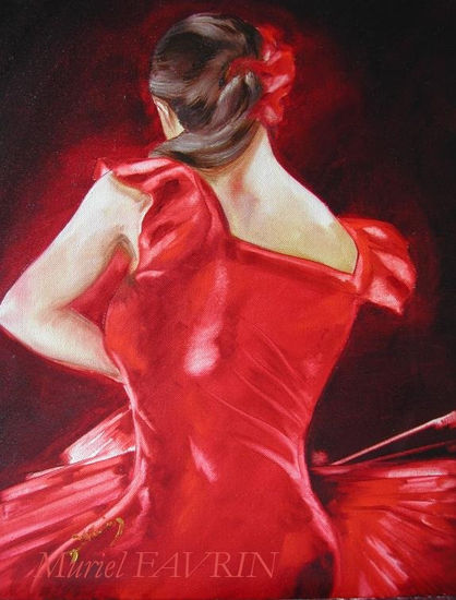 EMILIE EN ROUGE Oil Canvas Figure Painting