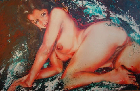 LA VAGUE Óleo Lienzo Desnudos