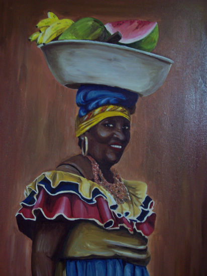 Palenquera Oil Canvas Portrait