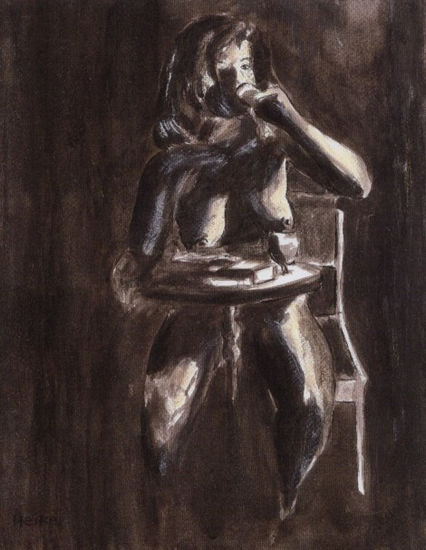 Prenzlmaler | Heike am runden Tisch Charcoal