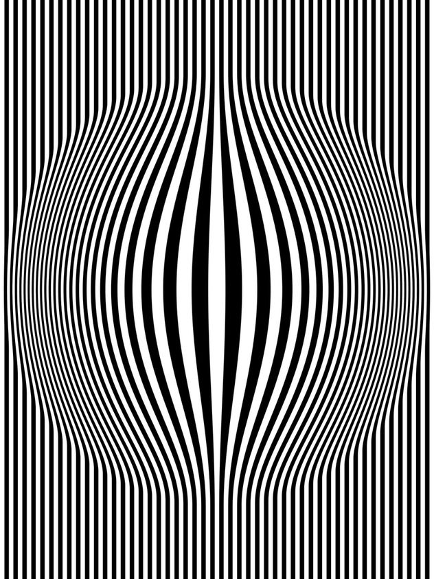 Op Art Bulging Vertical Stripes Black and White One