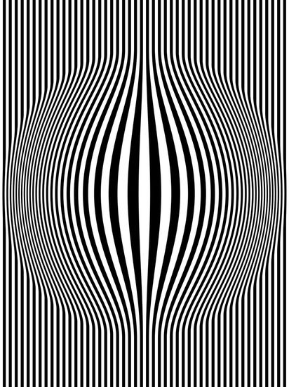 Op Art Bulging Vertical Stripes Black and White One 