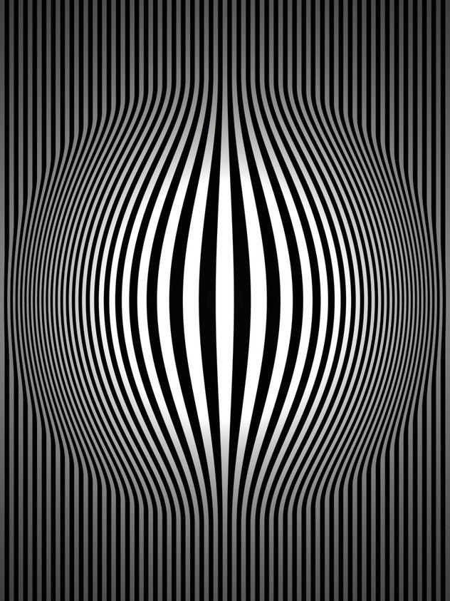 Op Art Bulging Vertical Stripes Black and White Two