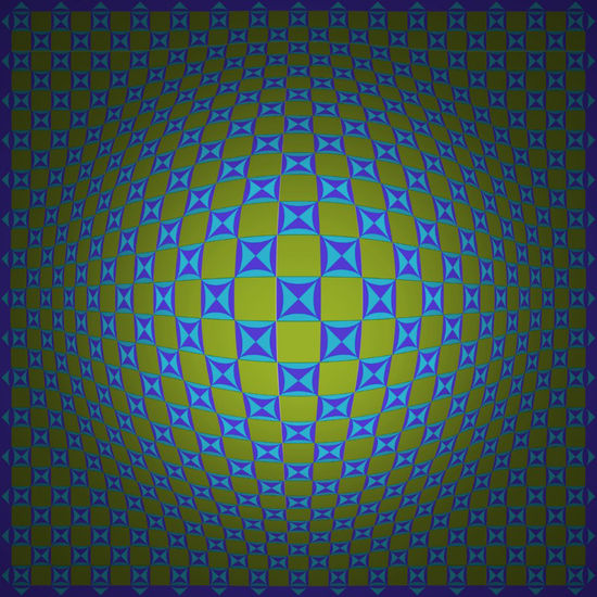 Op Art Expand One Blue Green 