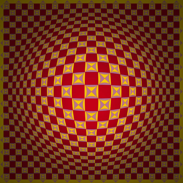 Op Art Expand One Red Yellow