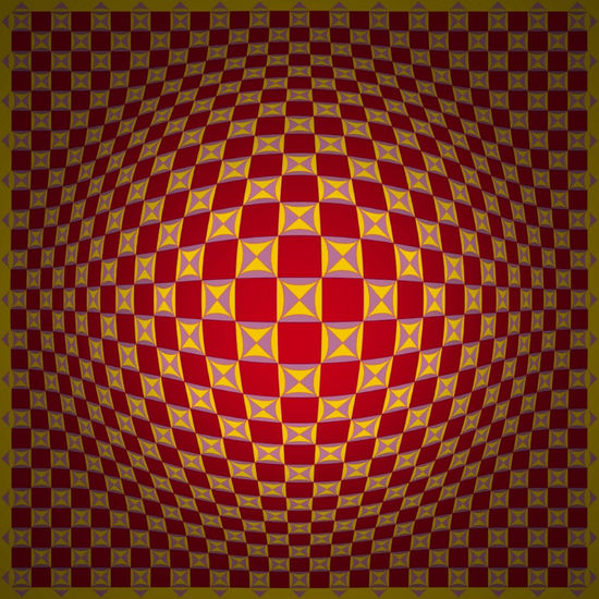 Op Art Expand One Red Yellow 