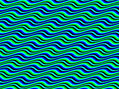 Op Art Homage to BR Multicolor Horizontal Sine Stripes Displaced Four