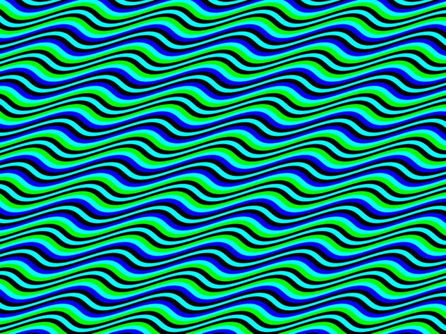 Op Art Homage to BR Multicolor Horizontal Sine Stripes Displaced Four