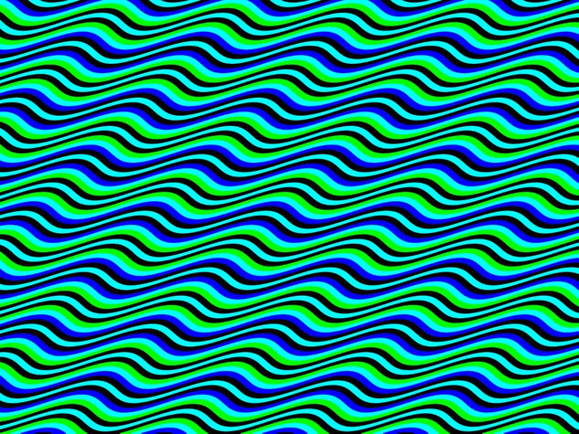 Op Art Homage to BR Multicolor Horizontal Sine Stripes Displaced Four 