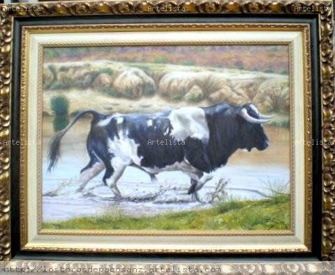 toro burraco Oil Canvas Animals