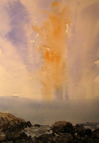 Amanecer desde la costa Watercolour Paper Marine Painting