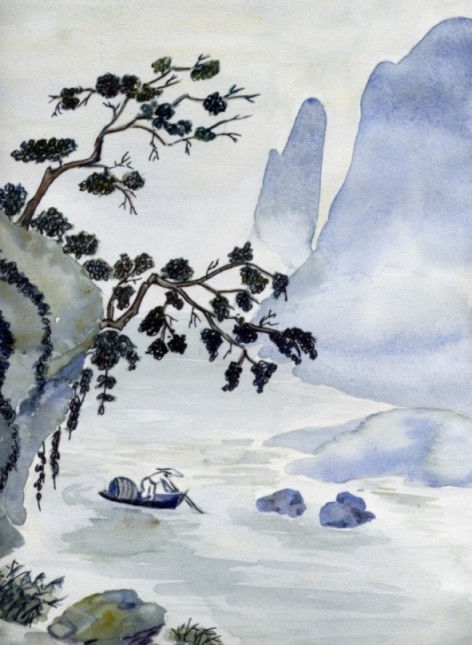 Fischer am blauen Felsen