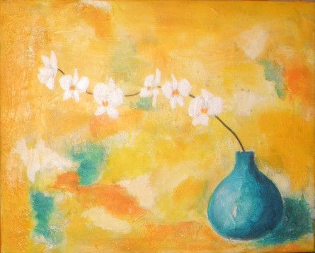 Orchideenzweig Acrylic Canvas Floral Painting