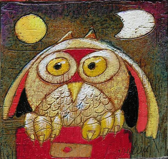 OWL Óleo Tabla