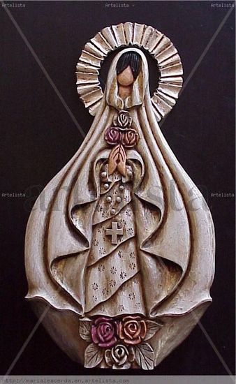 Virgen de La Rosa Mistica Xilografía