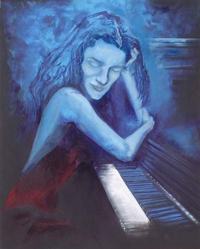 Pianista Acrylic Textile Figure Painting