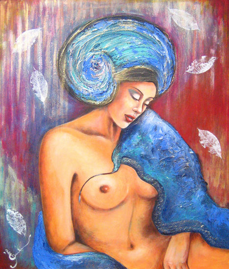 bleu madonne Acrylic Canvas Figure Painting