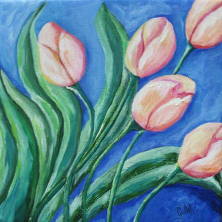 Tulipanes II Acrylic Canvas Floral Painting