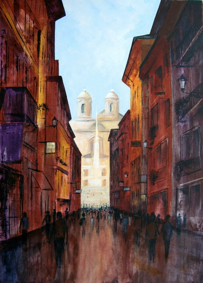 The spanish steps in Rome Acrylic Canvas Landscaping