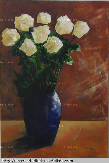 White Roses Acrylic Panel Floral Painting