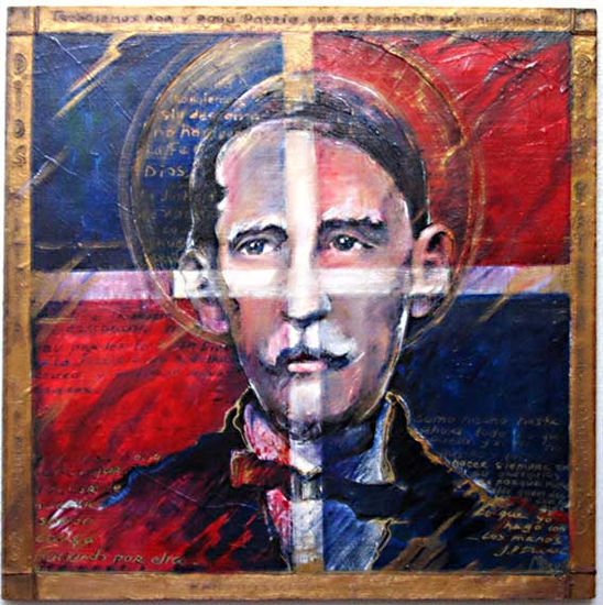 Dios-Patria y Libertad - J.P.Duarte Óleo Lienzo Retrato