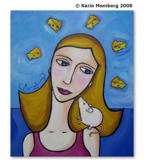 A Girl and Her Rat Acrylic Canvas Portrait