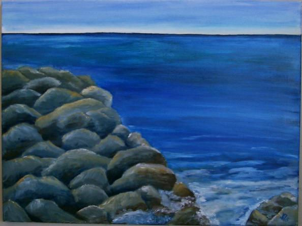 Rocas en el agua III Oil Canvas Marine Painting