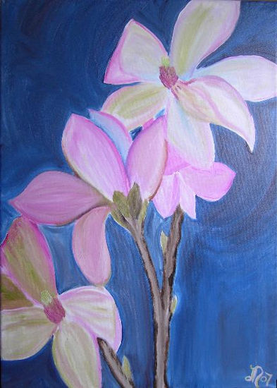 Magnolia II Oil Canvas Floral Painting