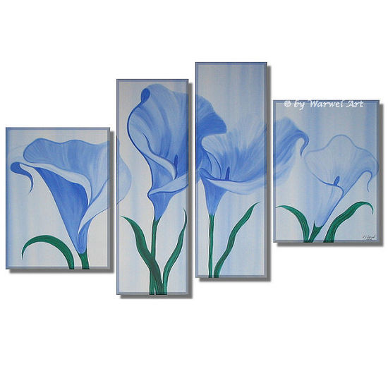 Blue Calla Acrylic Canvas Floral Painting