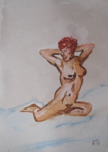 Nude Acuarela Papel Figura