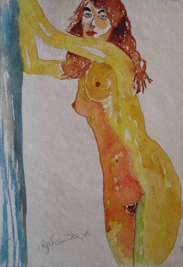 Antonia Standing Watercolour Paper Figure Painting