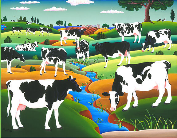 Vacas Pintas Acrílico Lienzo Animales