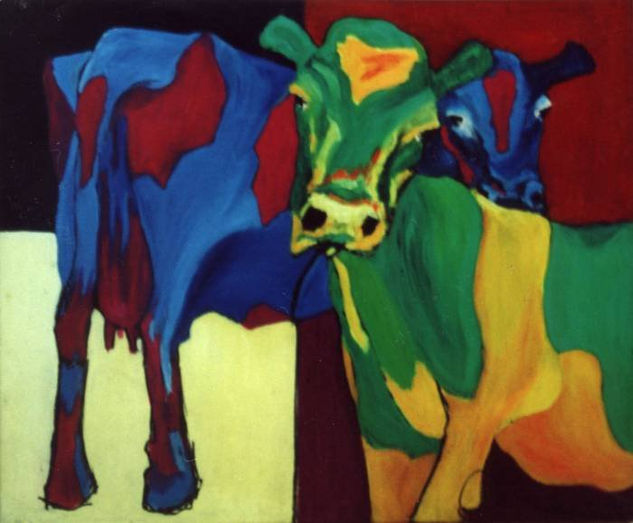 vacas en colores Óleo Lienzo Otros