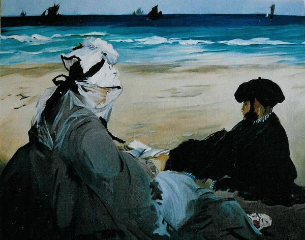 Copia "Sur la Plage" de Manet Acrylic Canvas Marine Painting