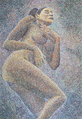 Nude M.B., pixel = 0,2 cm Acrylic Paper Figure Painting