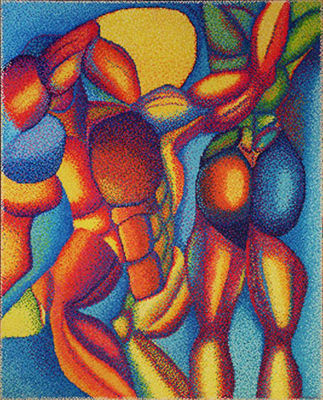 Work Study M (radiant colors) Acrylic Textile Figure Painting